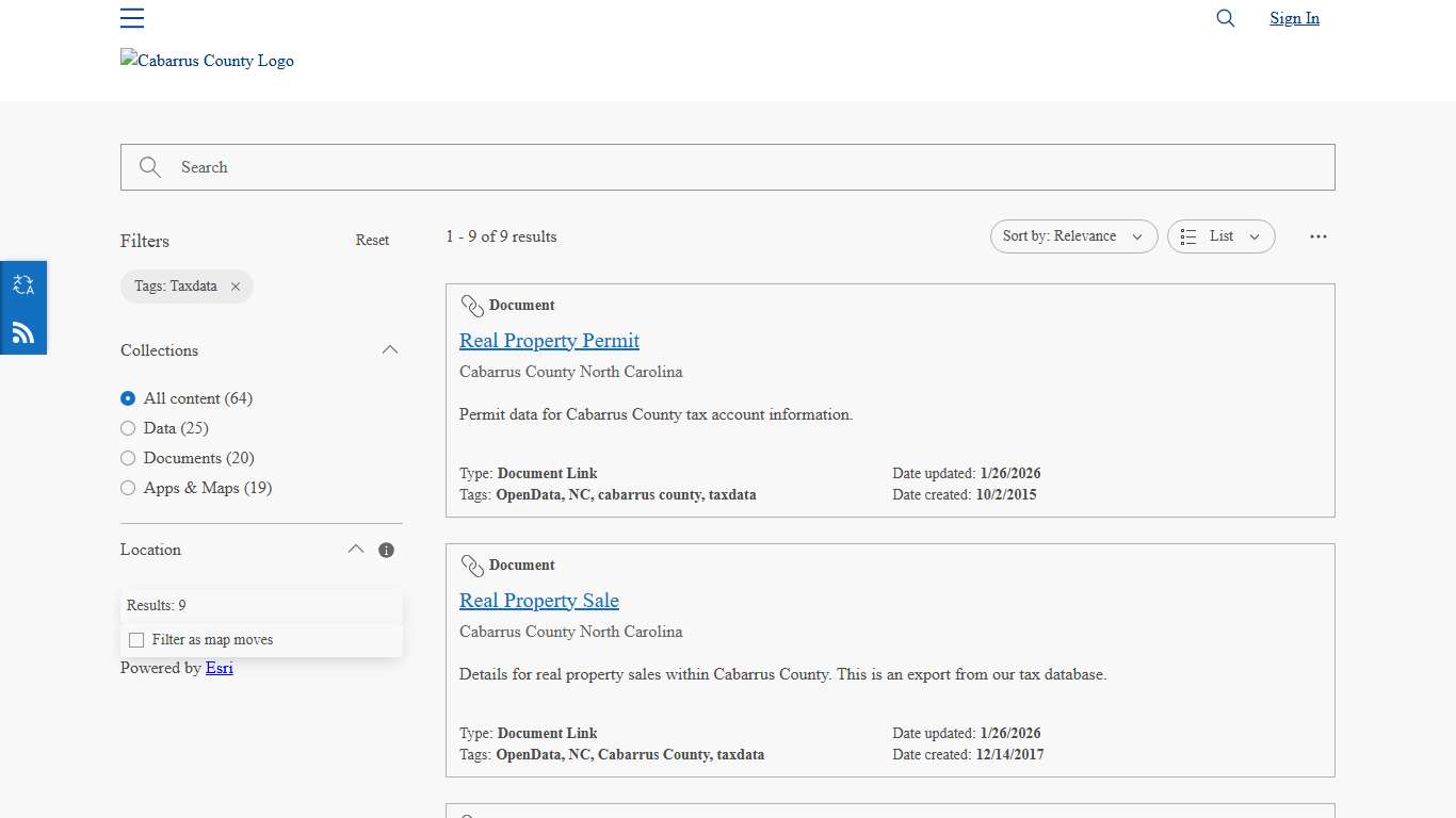 Cabarrus County North Carolina Open Data