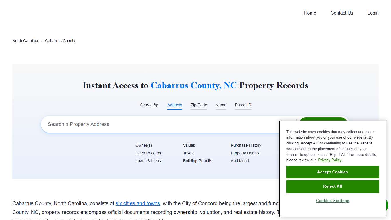 Cabarrus County Property Records Owners, Deeds, Permits